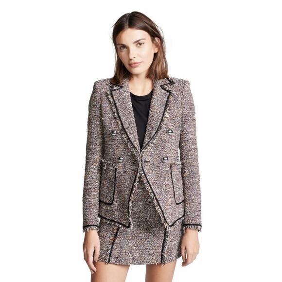 Veronica Beard Jackets & Blazers - Veronica Beard Theron Fringed Double Breasted Tweed Blazer Brown Multi Jacket